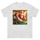 Santa and Jesus Shooting Pool tee