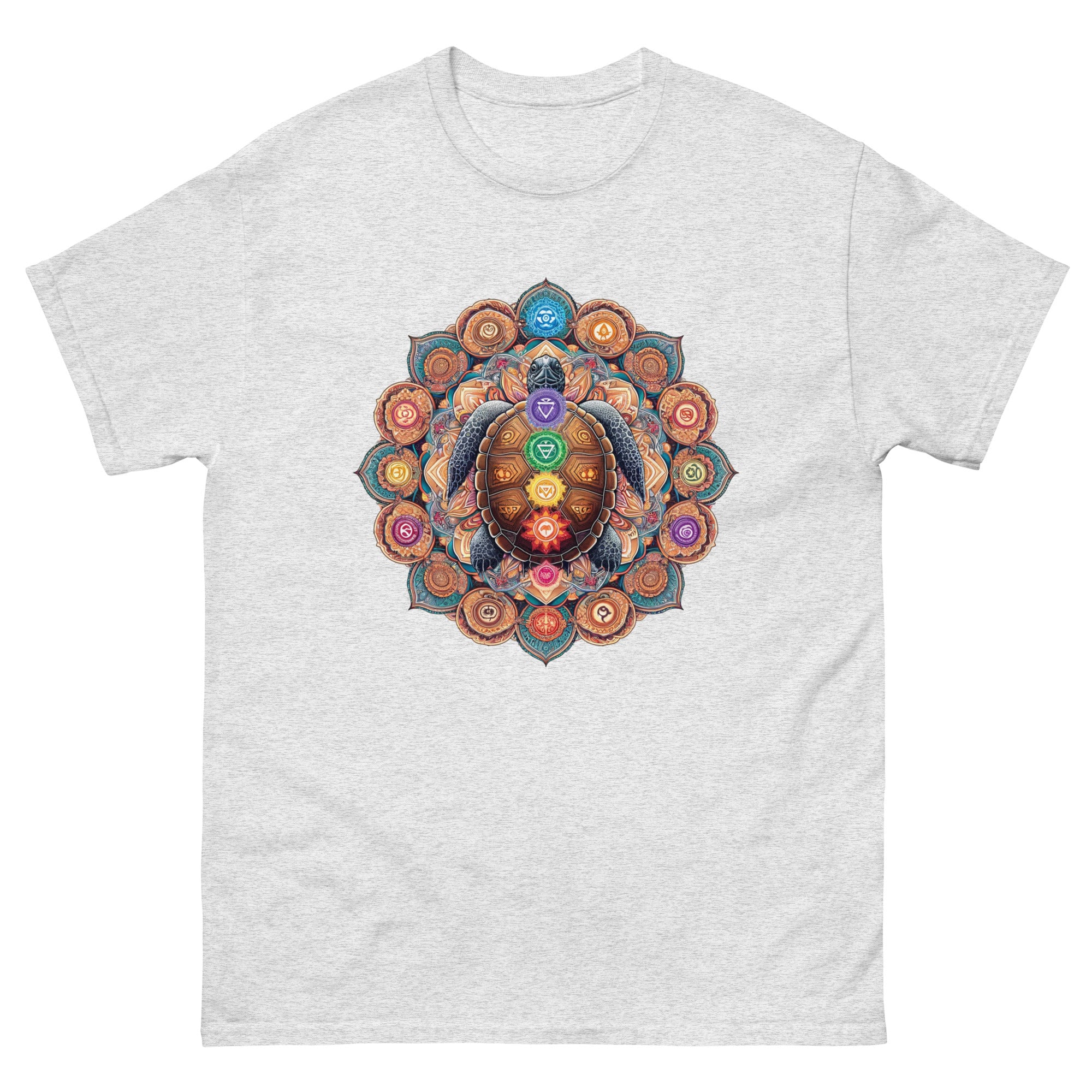 Sea Turtle Mandala Chakra T-Shirt in Ash