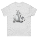 Cutter Rig Yawl Sailboat Line Drawing T-Shirt in Ash