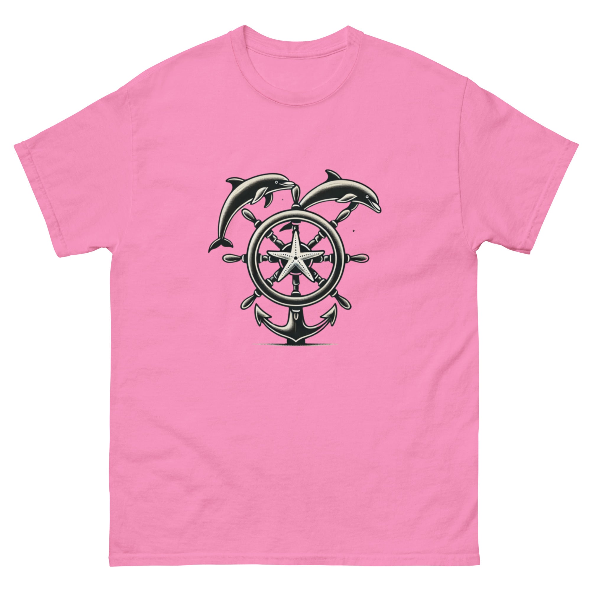 Ships Wheel Dolphins T-Shirt in Azalea