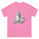 Cutter Rig Yawl Sailboat Line Drawing T-Shirt in Azalea