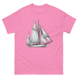 Cutter Rig Yawl Sailboat Line Drawing T-Shirt in Azalea