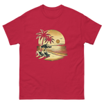 Beach serene scene at sunset t-shirt in cardinal color, front view