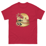 Beach serene scene at sunset t-shirt in cardinal color, front view