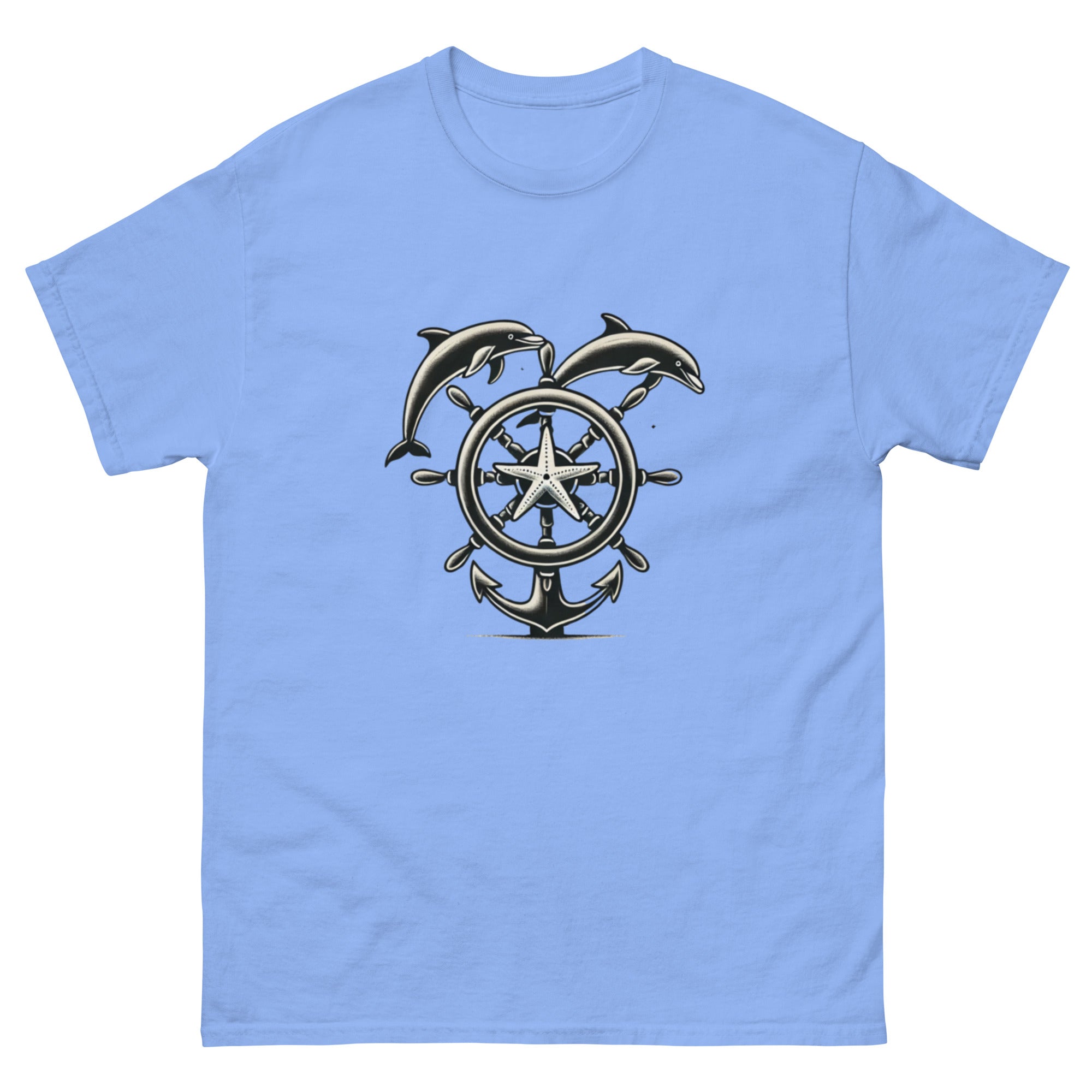 Ships Wheel Dolphins T-Shirt in Carolina Blue