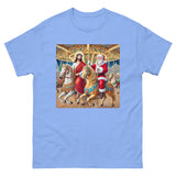 Santa and Jesus riding a carousel tee