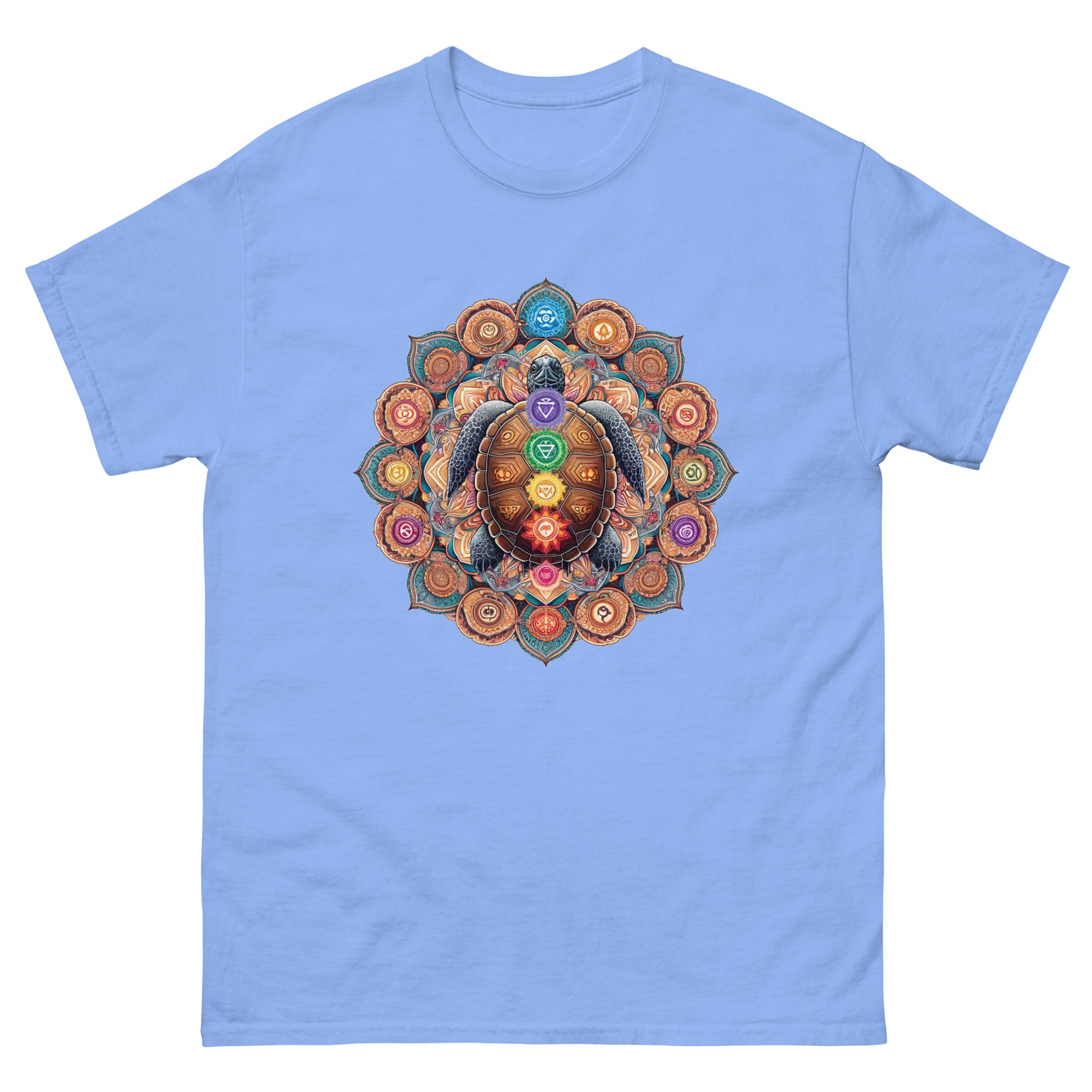 Sea Turtle Mandala Chakra T-Shirt in Carolina Blue