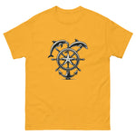 Ships Wheel Dolphins T-Shirt in Gold