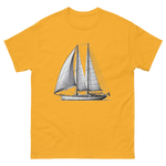 Ketch Sailboat Line Drawing T-Shirt in Gold