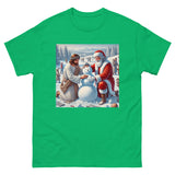 Santa and Jesus making a snowman tee