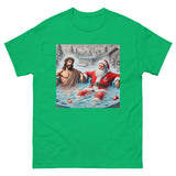 Santa and Jesus in a Hot tub tee