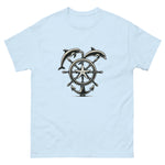 Ships Wheel Dolphins T-Shirt in Light Blue