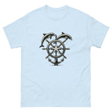 Ships Wheel Dolphins T-Shirt in Light Blue