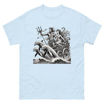 Poseidon and Amphitrite Chariot with Dolphins T-Shirt in Light Blue