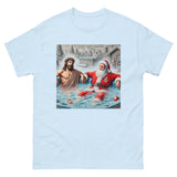 Santa and Jesus in a Hot tub tee