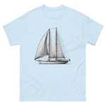 Ketch Sailboat Line Drawing T-Shirt in Light Blue