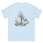 Cutter Rig Yawl Sailboat Line Drawing T-Shirt in Light Blue