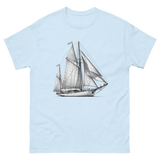 Cutter Rig Yawl Sailboat Line Drawing T-Shirt in Light Blue