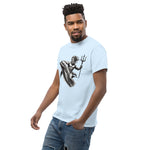 Poseidon Surfing Dolphin T-Shirt Left Front in Light Blue