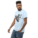 Poseidon Surfing Dolphin T-Shirt Left Front in Light Blue