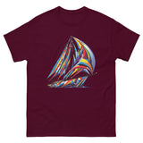 Surreal Color Sailboat T-Shirt in Maroon