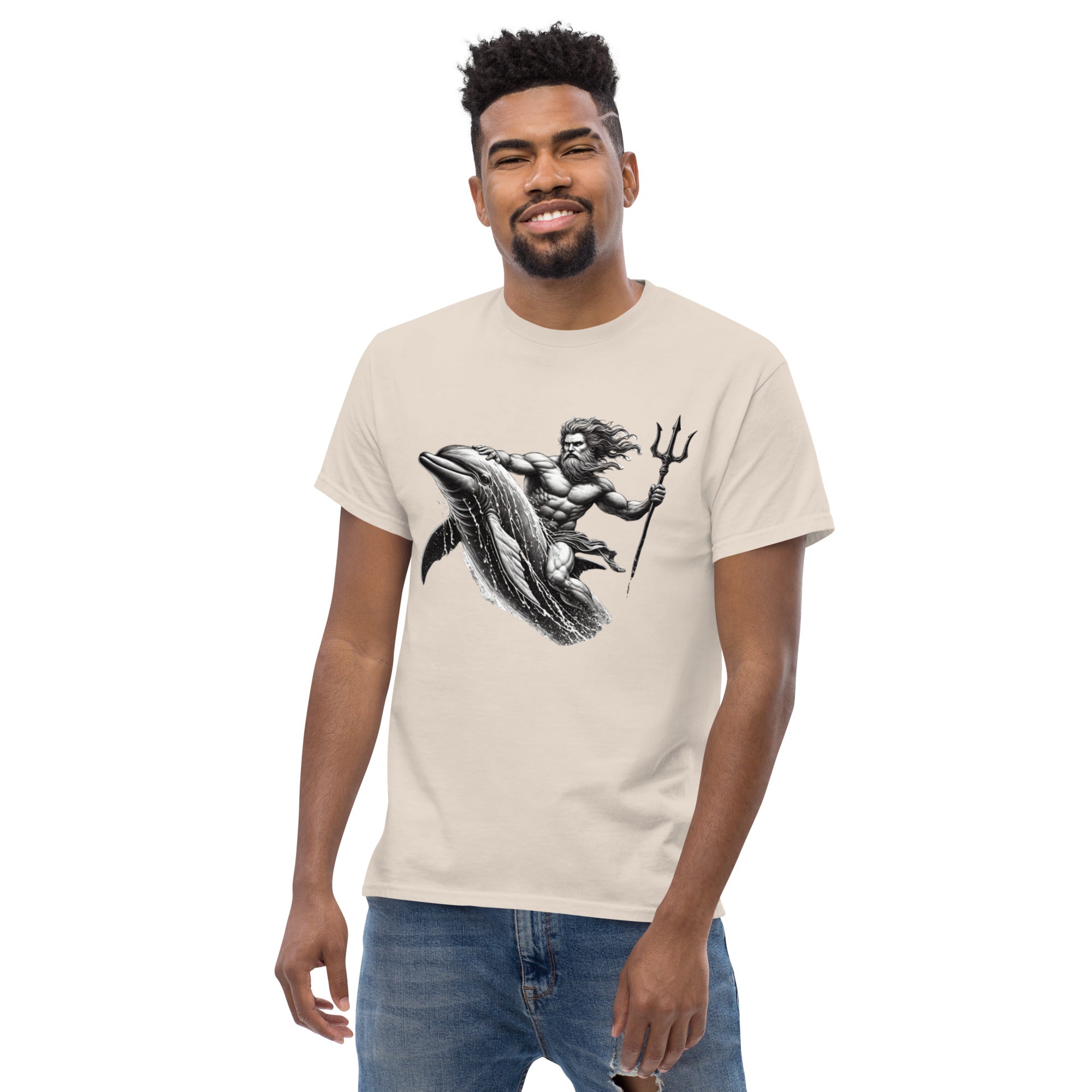 Poseidon Surfing Dolphin T-Shirt in Natural