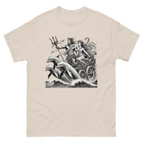 Poseidon and Amphitrite Chariot with Dolphins T-Shirt in Natural