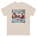 Santa and Jesus in a Hot tub tee