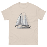 Ketch Sailboat Line Drawing T-Shirt in Natural