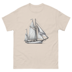 Cutter Rig Yawl Sailboat Line Drawing T-Shirt in Natural