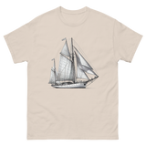 Cutter Rig Yawl Sailboat Line Drawing T-Shirt in Natural