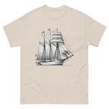 Schooner sailboat line drawing t-shirt in natural color, front view