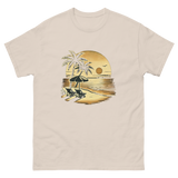 Beach serene scene at sunset t-shirt in natural color, front view