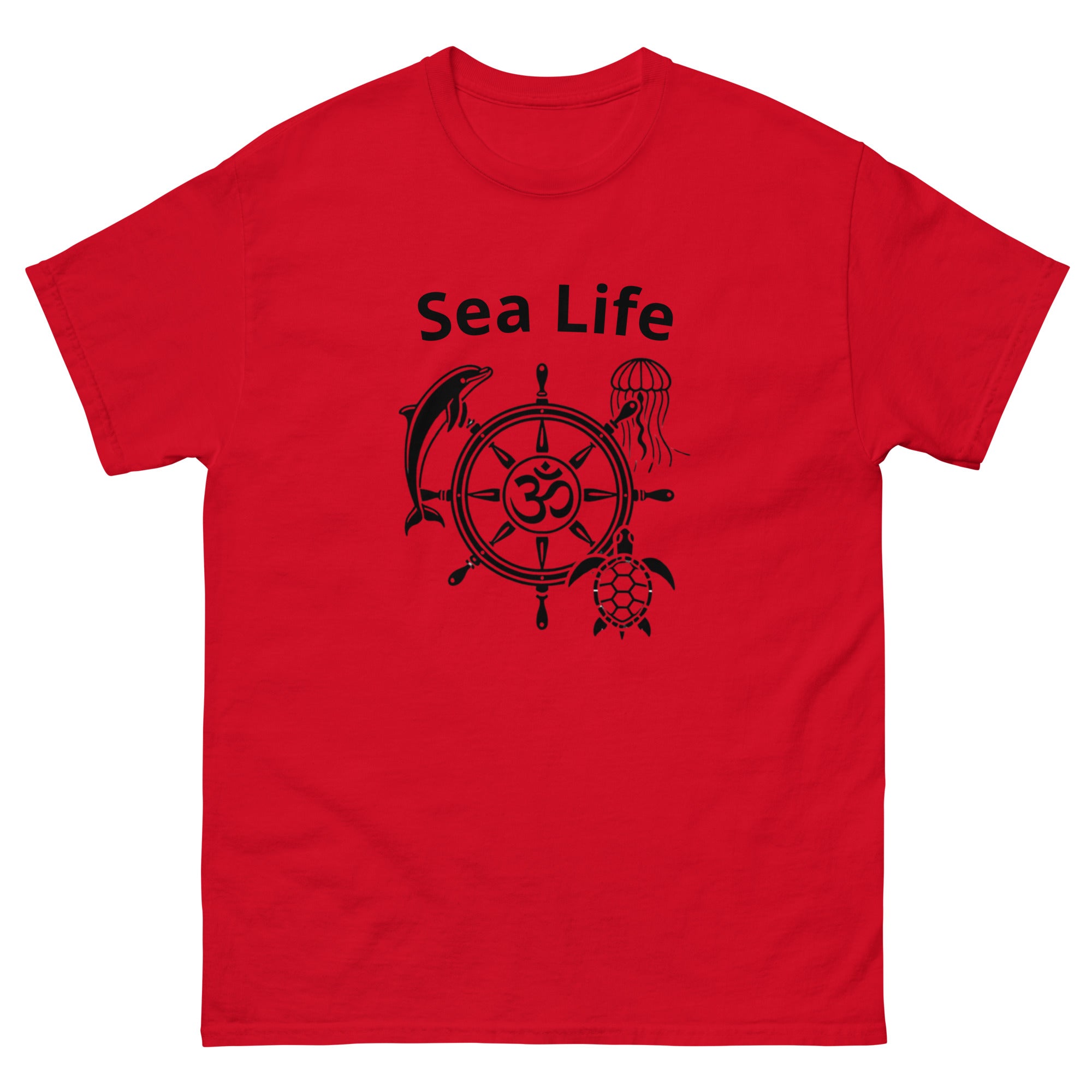 Sea Life Om T-Shirt in Red