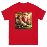 Santa and Jesus Shooting Pool tee