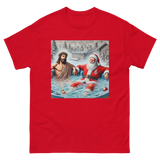 Santa and Jesus in a Hot tub tee