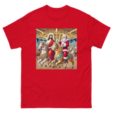 Santa and Jesus riding a carousel tee