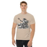 Poseidon Chariot Dolphins T-Shirt in Sand