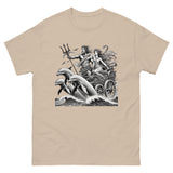 Poseidon and Amphitrite Chariot with Dolphins T-Shirt in Sand