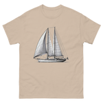 Ketch Sailboat Line Drawing T-Shirt in Sand