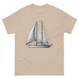 Ketch Sailboat Line Drawing T-Shirt in Sand