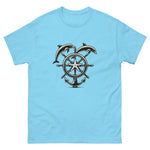 Ships Wheel Dolphins T-Shirt in Sky