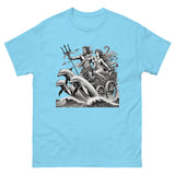 Poseidon and Amphitrite Chariot with Dolphins T-Shirt in Sky