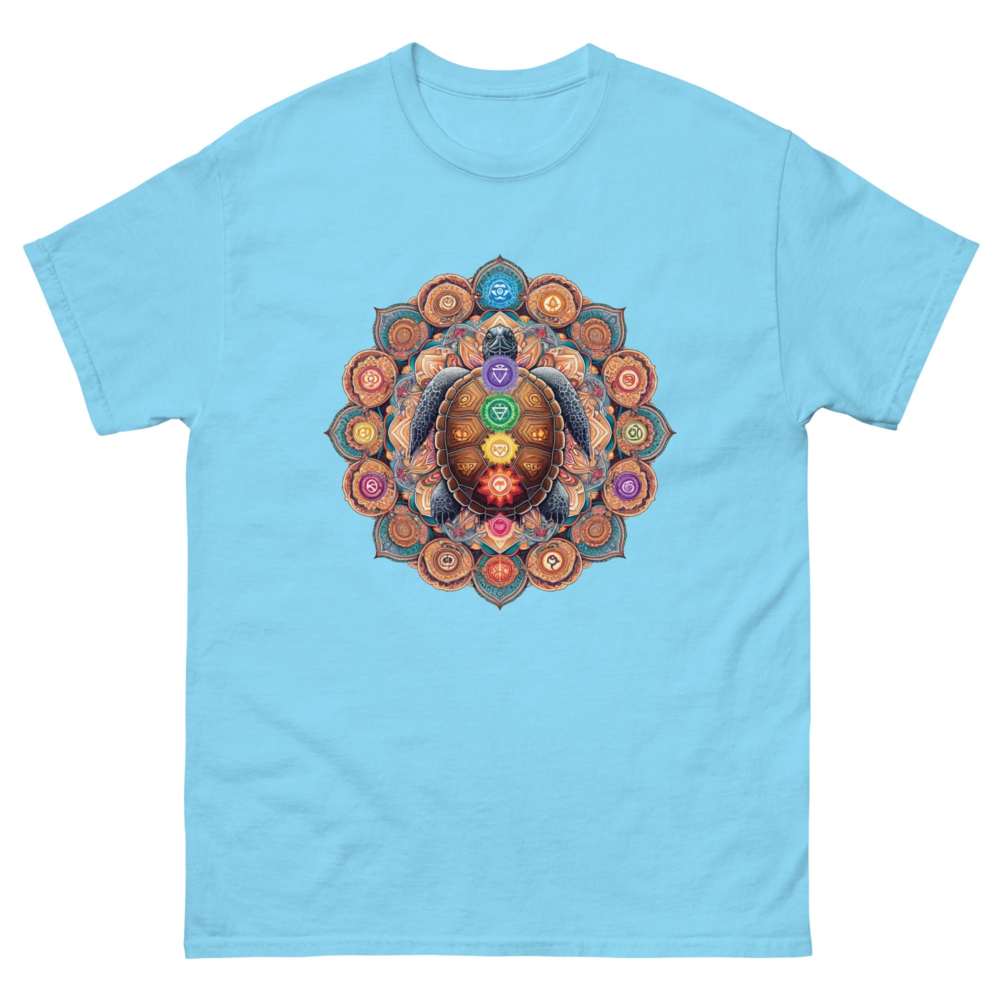 Sea Turtle Mandala Chakra T-Shirt in Sky