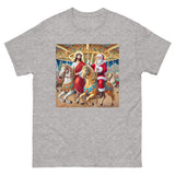 Santa and Jesus riding a carousel tee