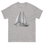 Ketch Sailboat Line Drawing T-Shirt in Sport Grey