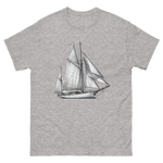 Cutter Rig Yawl Sailboat Line Drawing T-Shirt in Sport Grey