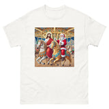 Santa and Jesus riding a carousel tee