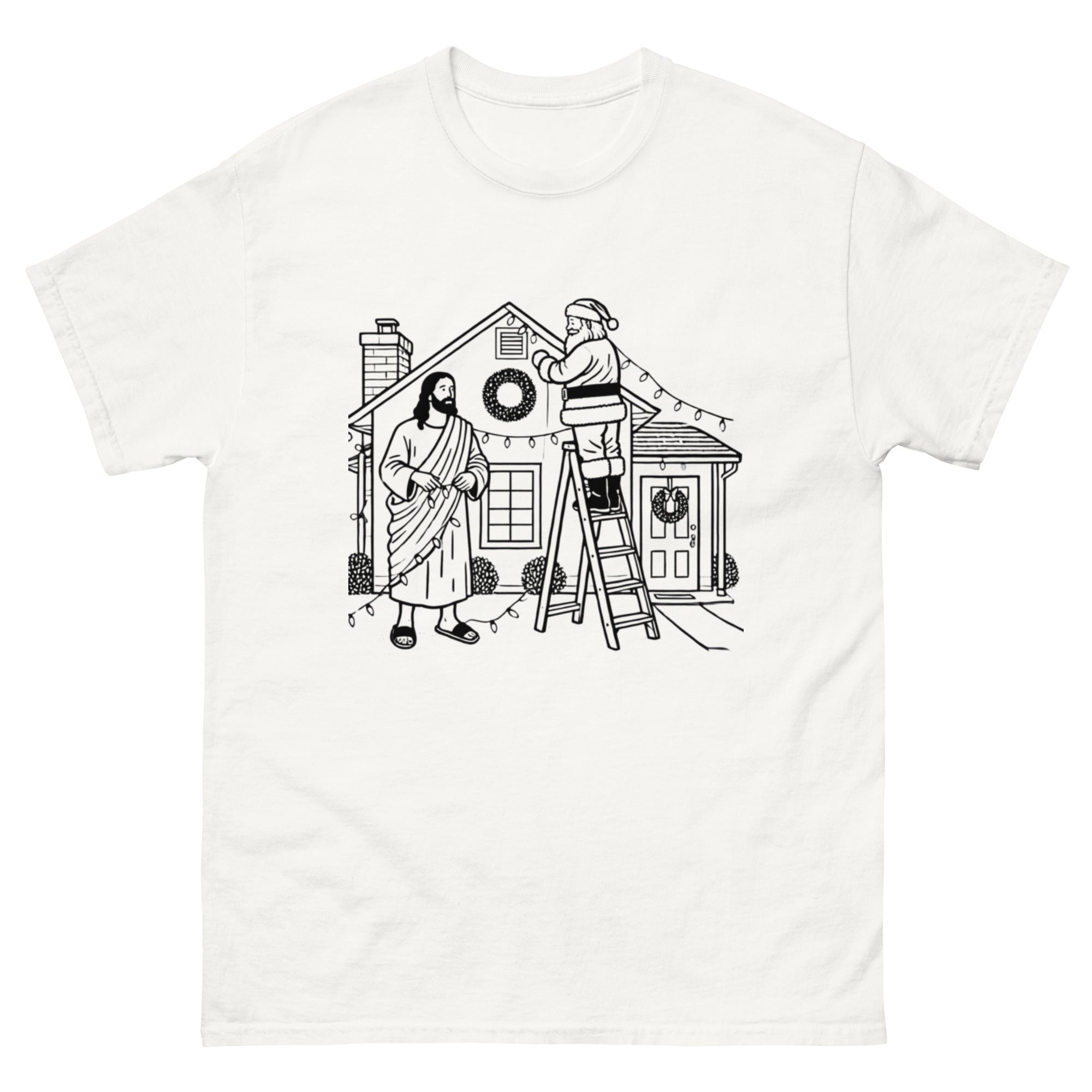 Jesus and Santa decorating the House tee