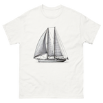 Ketch Sailboat Line Drawing T-Shirt in White